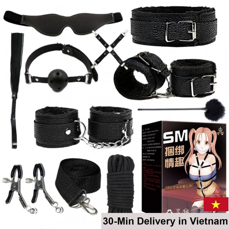 JIUAI BDSM Set 11pcs Restraints Whip Blindfold Toy Kit 