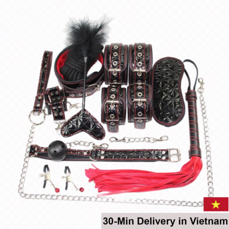 Premium 10-Piece BDSM Set Restraints Masks Whip Accessories 