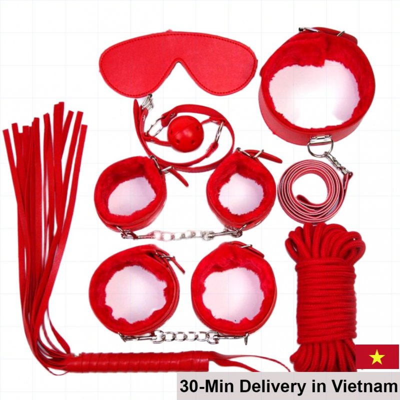 BDSM Feather Lined 7 Piece Bondage Kit Set 