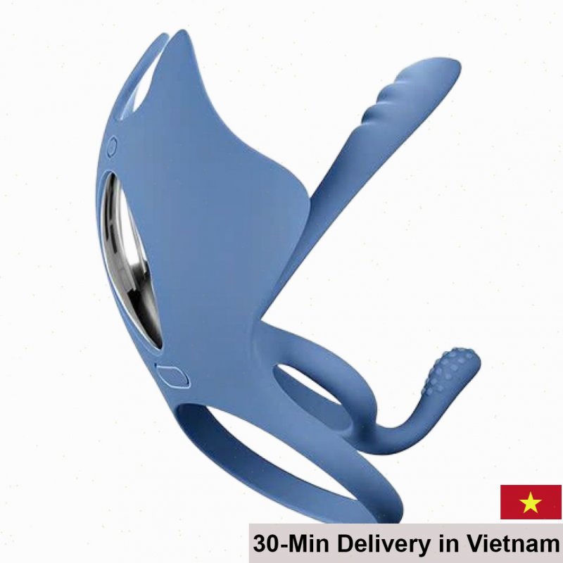 Svakom Barzillai Multi-Point Vibrating Ring for Couples Blue Silicone 