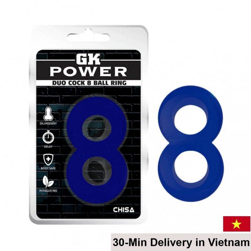 Chisa Duo Blue 8 Ball Dual Cock Ring Delay Enhancer 