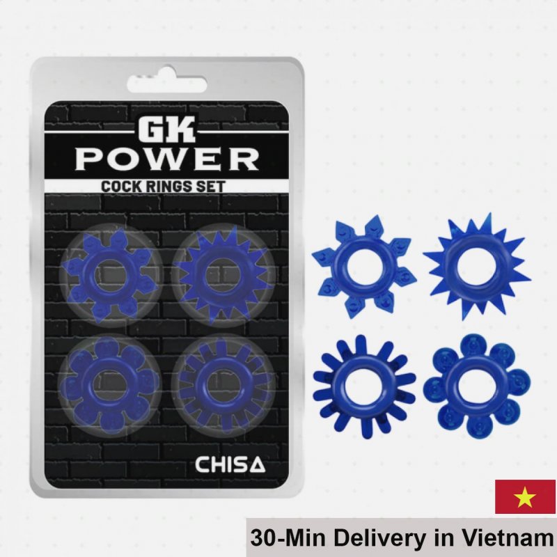 Chisa Cock Rings Set Blue Multiple Texture Sleeves 