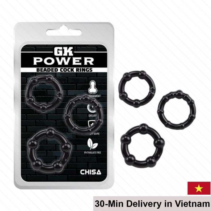 Chisa Beaded Black Cock Ring Delay Ejaculation Multiple Sizes 
