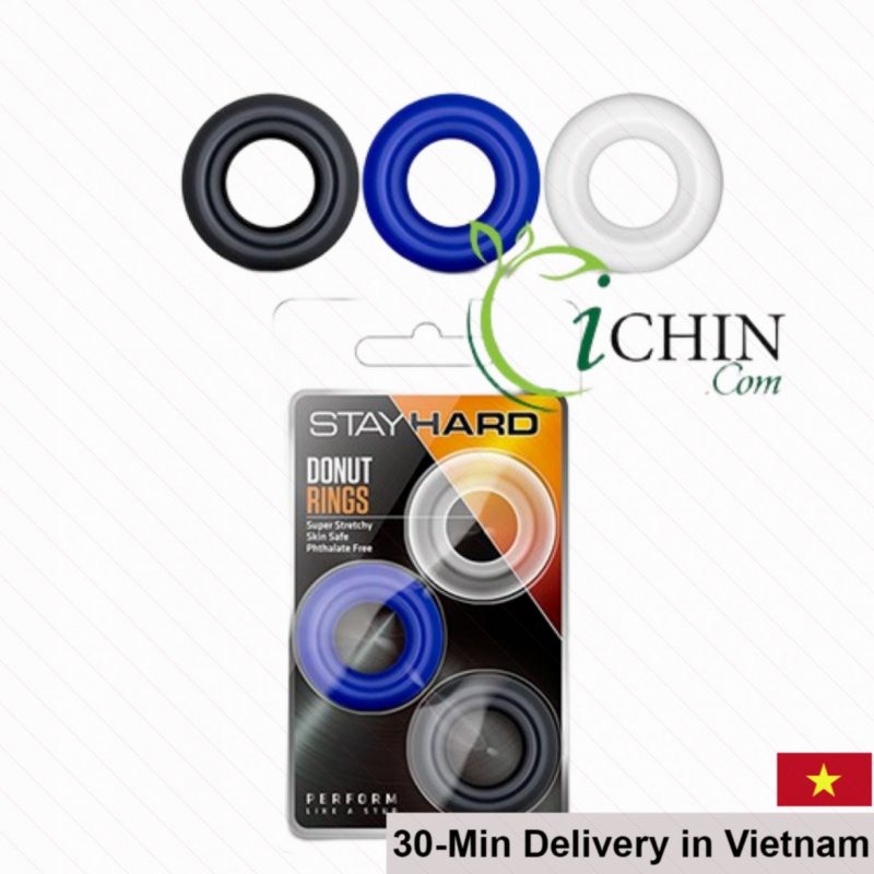 Stay Hard Donus 3 Silicone Stretchy Penis Rings Comfort Fit 