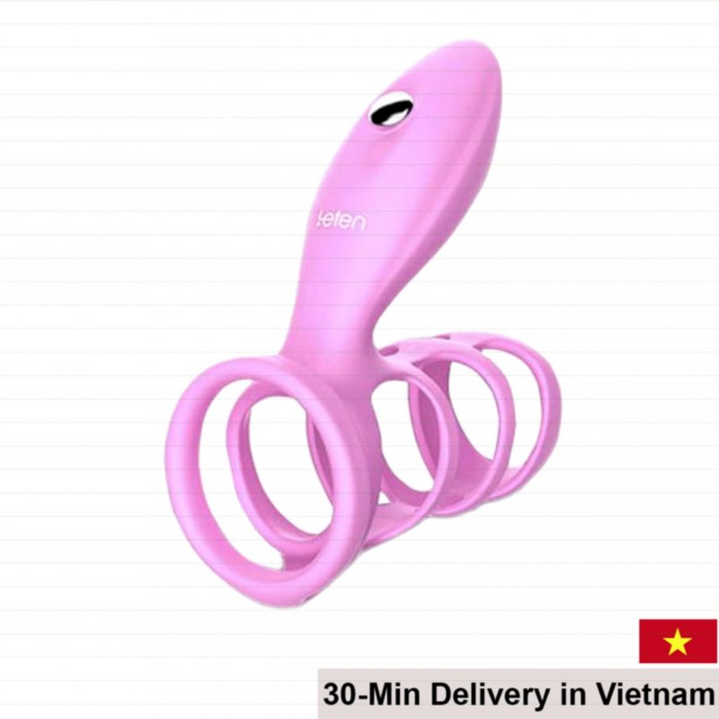 Leten penile ring with ball strap silicone delay ejaculation stimulant 