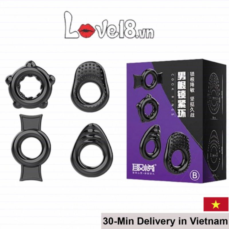 DC60N Silicone 4-Pack Delay Penis Rings Enhancer Set 