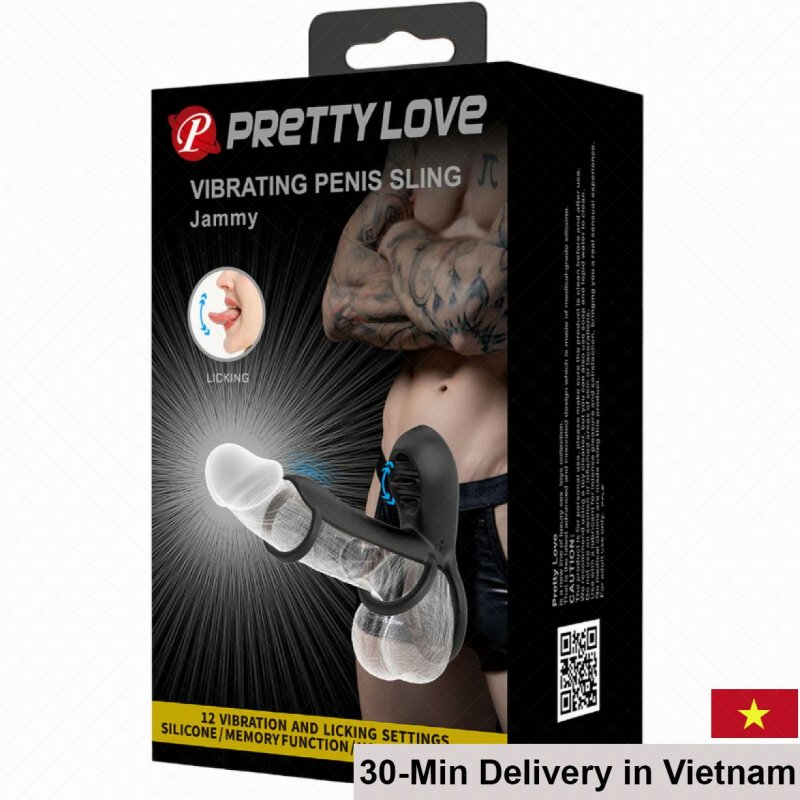 Prettylove Penis Sling Vibrating Tongue Licking Ring 