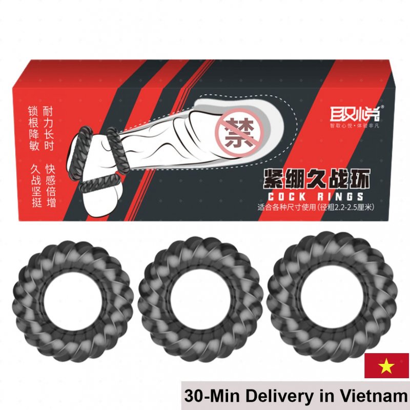 Manmiao Black Silicone Cock Rings 3 Pack for Longer Erection 