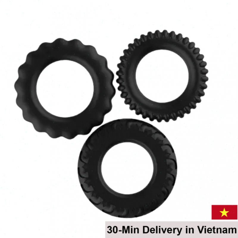 Baile DC60U 3 Silicone Rings Ribbed & Studded 