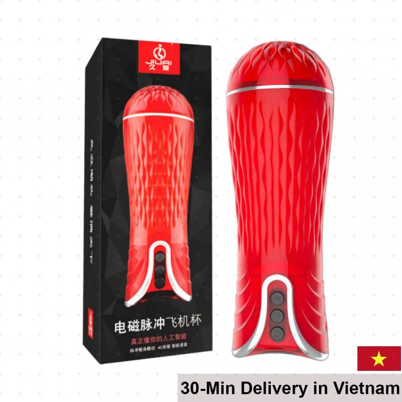Jiual 4D Red Multi-Mode Auto Vibrating Male Masturbator 