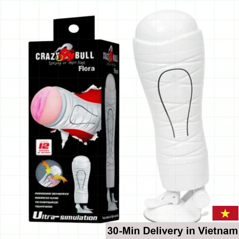 Crazy Bull White Flora Wall-Mounted 12 Mode Silicone Vibrating Pussy 
