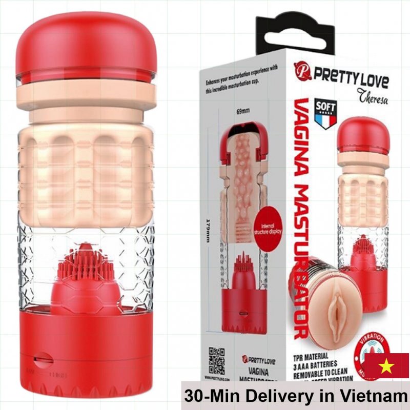 Pretty Love Theresa Tongue Licking Vibrating Male Masturbator 