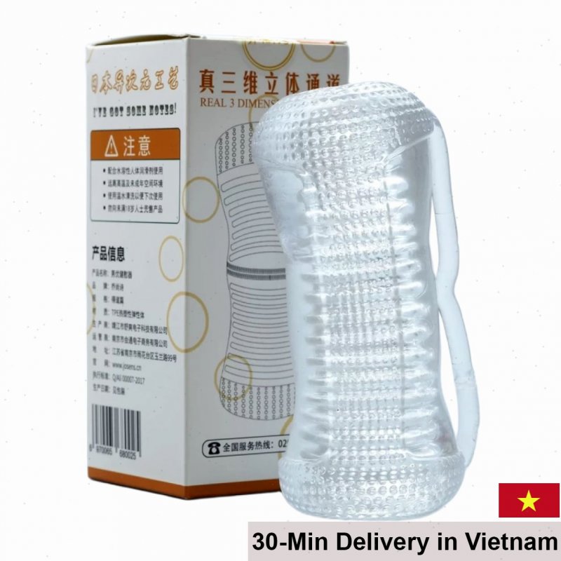 Compact Dual-End Transparent Silicone Male Masturbator Toy 