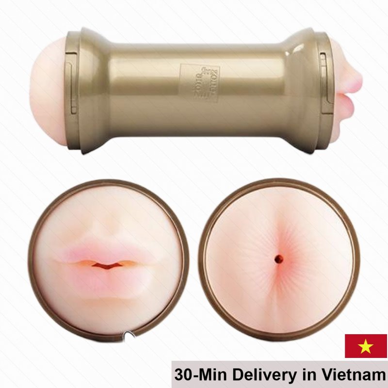 Double Pumped Gold Dual-Ended Metal Male Masturbator 