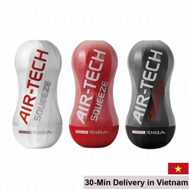 Tenga Air-Tech Squeeze Silicone Male Masturbator Black Red White 