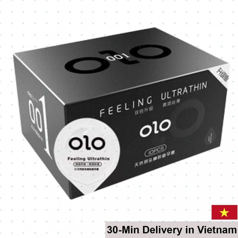 OLO 0.01 Black Vanilla Scented Ultra-Thin Delay Lubricated Condoms Box 