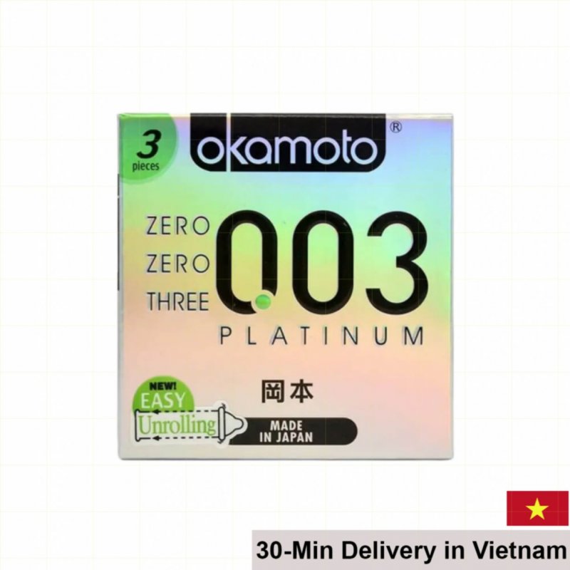 Okamoto 0.03 Platinum Ultra Thin Scentless Condoms Pack of 3 