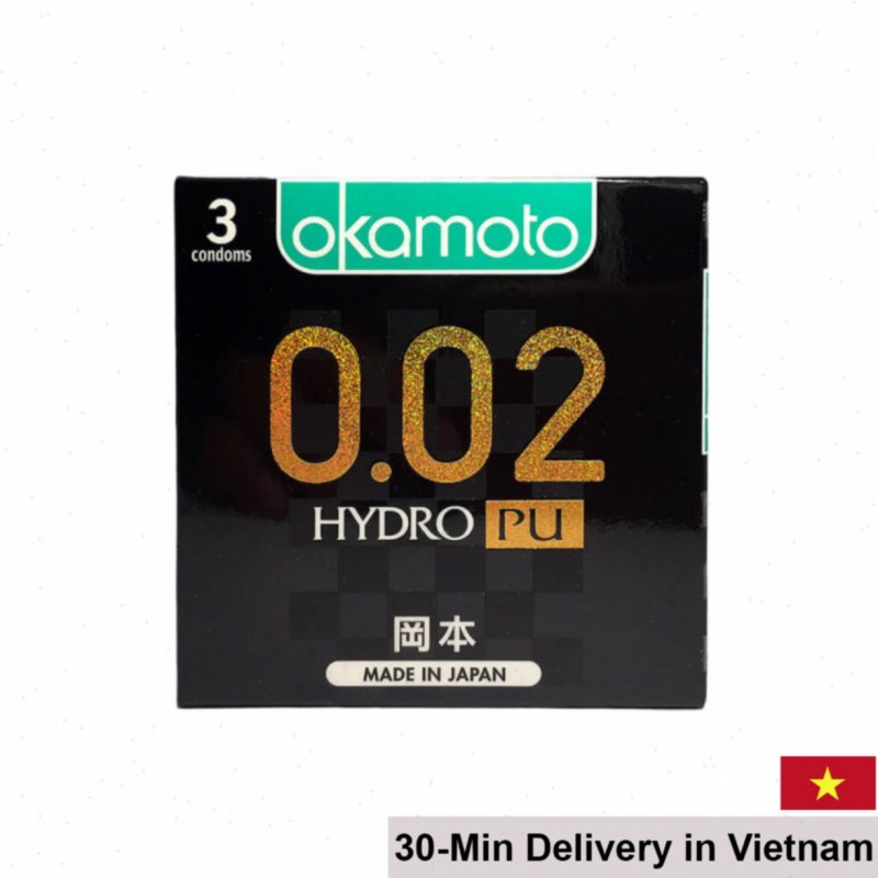 Okamoto 0.02 Hydro PU Ultra-Thin Condom – 3-Pack for Natural Feel 