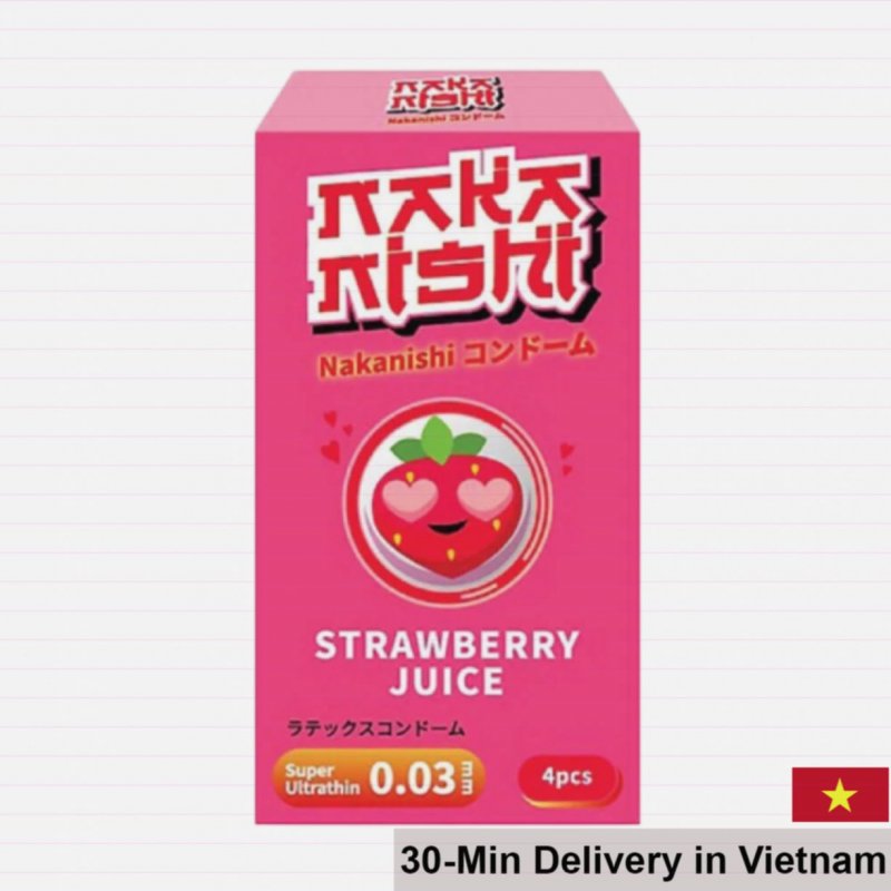Nakanishi Strawberry Flavored Ultra Thin 0.03mm Condom Box of 4 