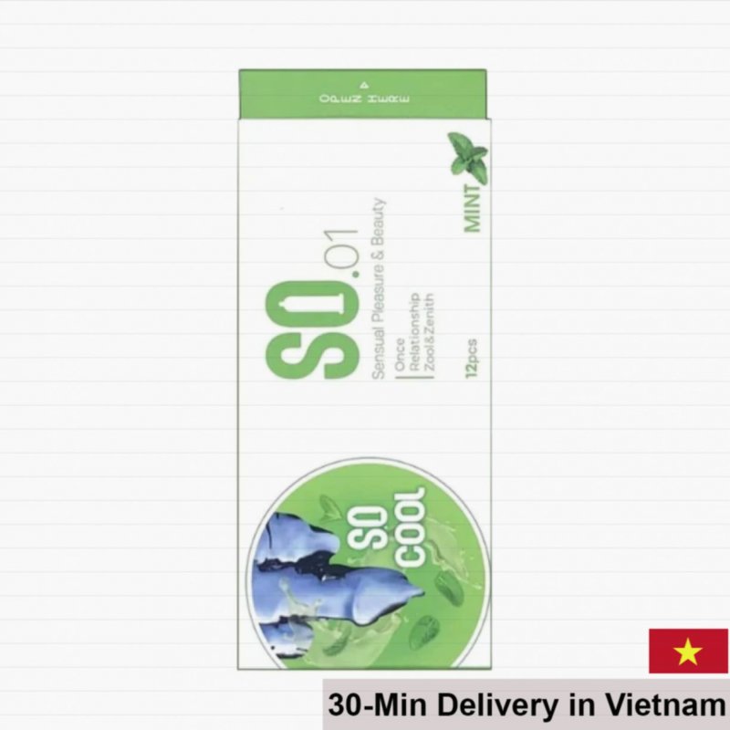 SO Cool Mint Scented Thin Condoms Pack of 12 for Fresh Feeling 