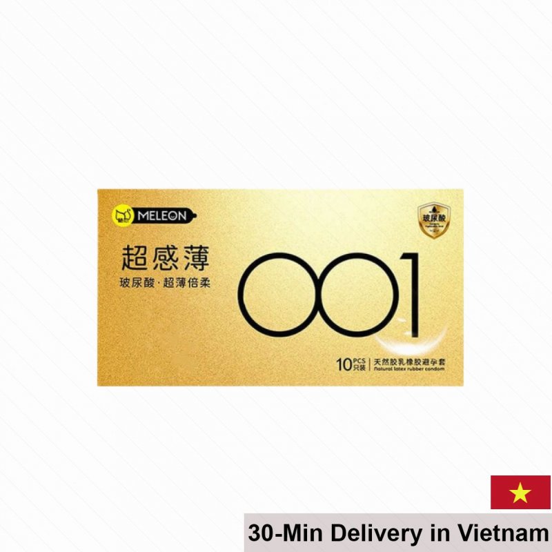 Meleon 001 Gold Ultra-Thin Soft Latex Condoms Box 