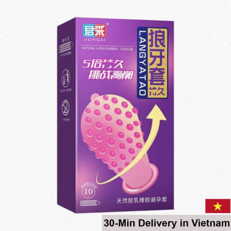 Juncai Langyatao Ribbed Condom Pack 10 Stimulate Pleasure 