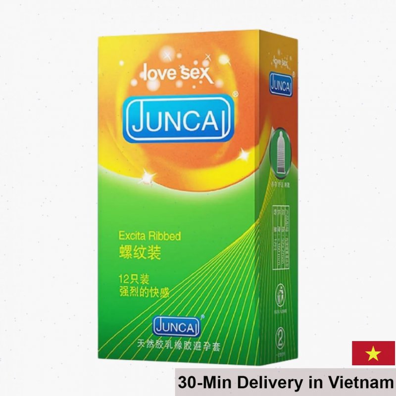 Juncai Excita Ribbed Condom 12-Pack Textured Pleasure for Men 