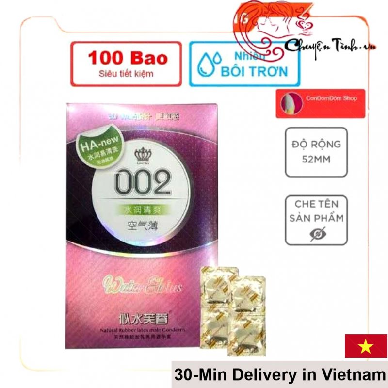 HA 002 Water Lotus Ultra Thin Condoms 52mm Natural Latex Lubricated 