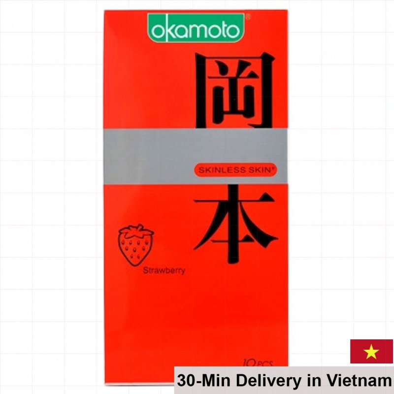 Okamoto Strawberry Flavored Condom 52mm Natural Latex Lubricated 