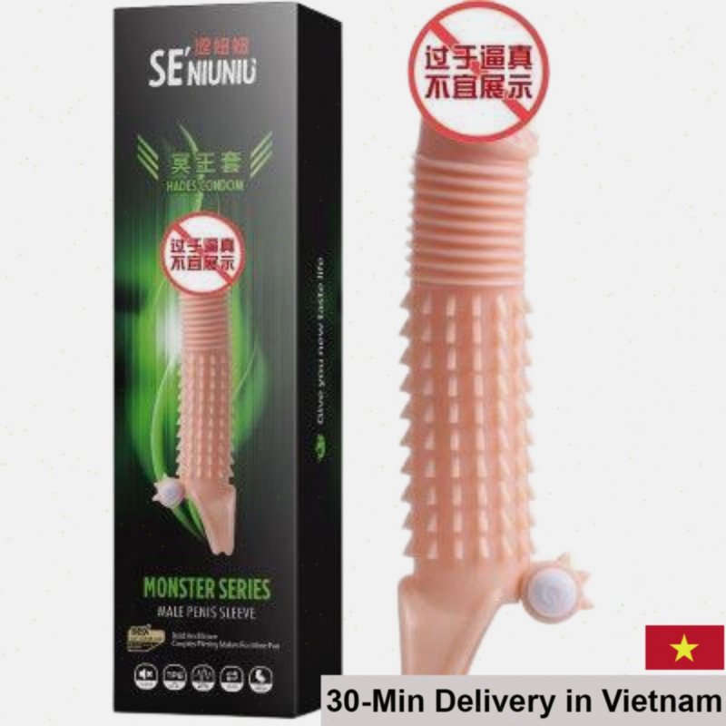 Monster Series Textured Ribbed Vibrating Penis Condom Big 