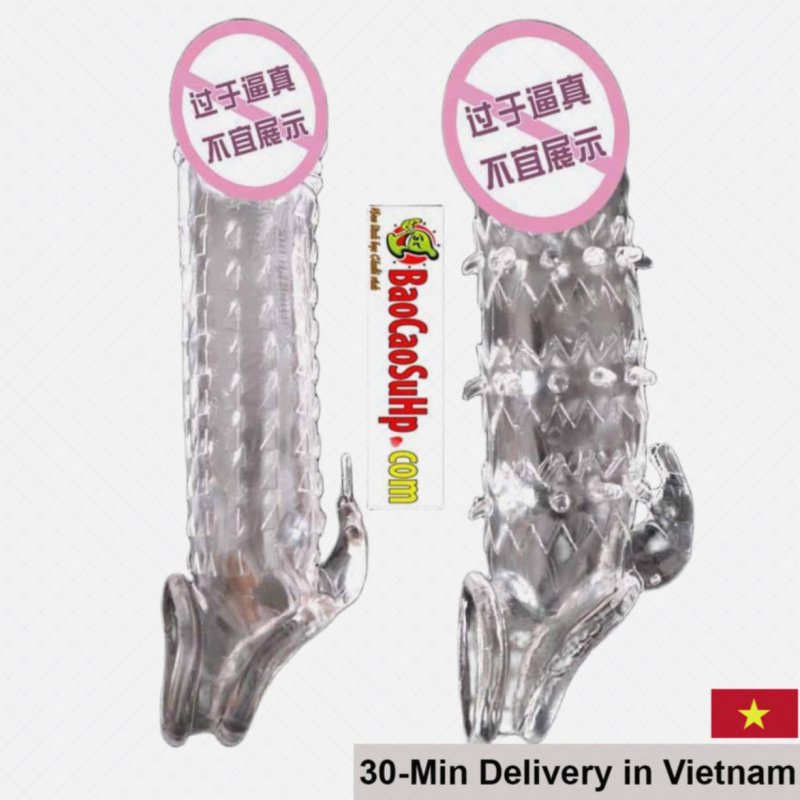 Jiula Transparent Spiked Ribbed Condom Sleeve 