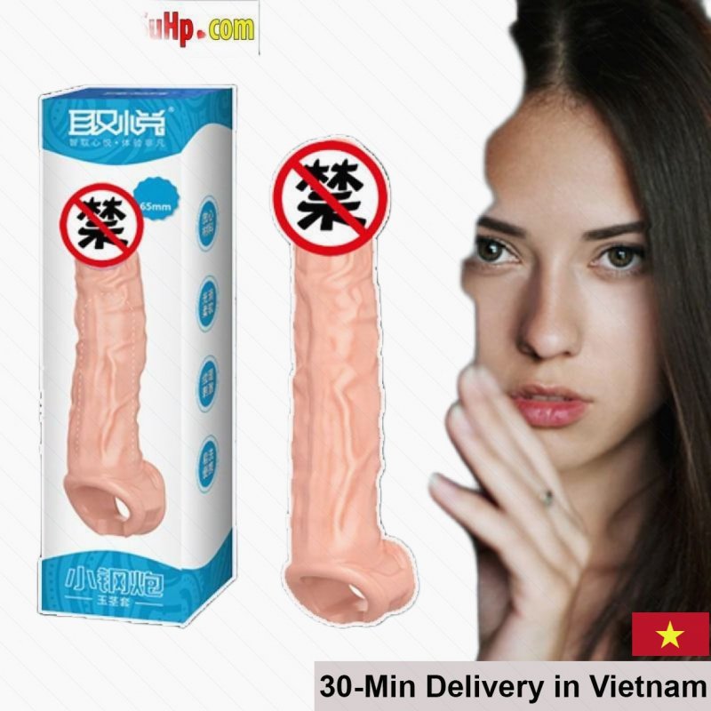 Premium Skin Color Size Enhancing Vibrating Strap-On Condom 