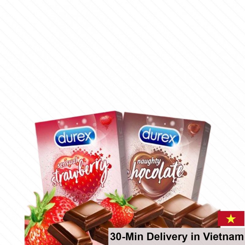 Durex Chocolate Strawberry Scented Condom Sweet Realistic Pleasure 