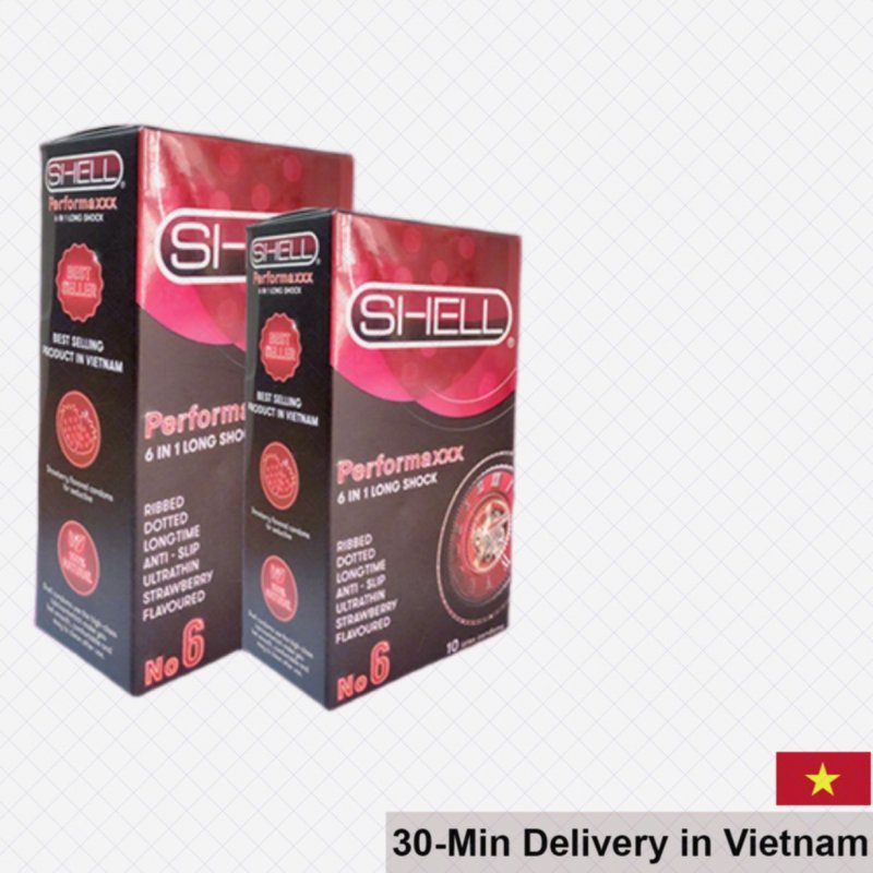 Shell Premium Strawberry Scented 6-in-1 Thin Ribbed Condom 