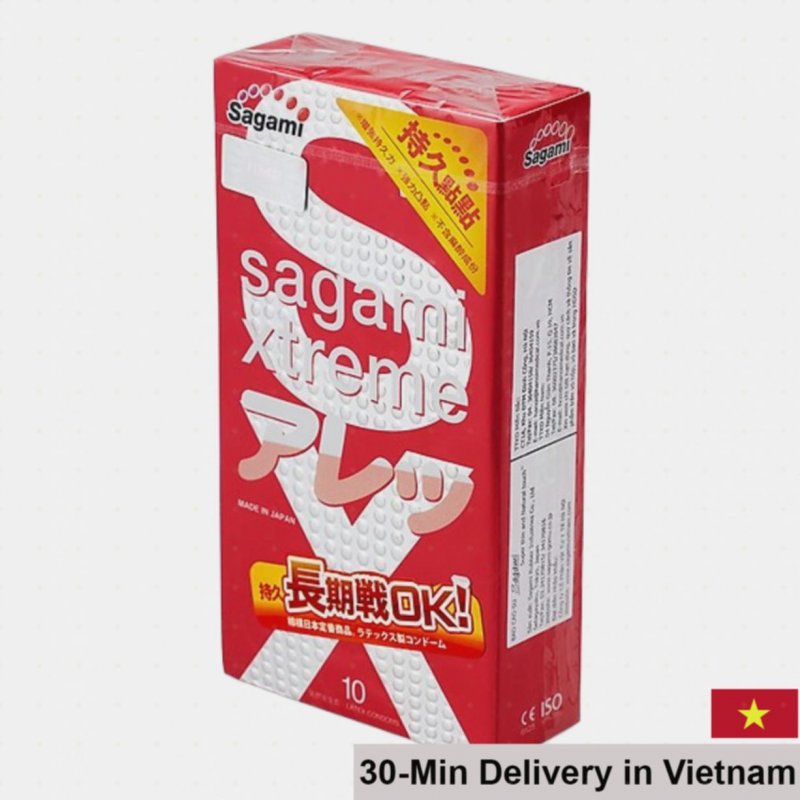 Sagami Xtreme Feel Long 10s Ribbed Ultra Thin Condoms 