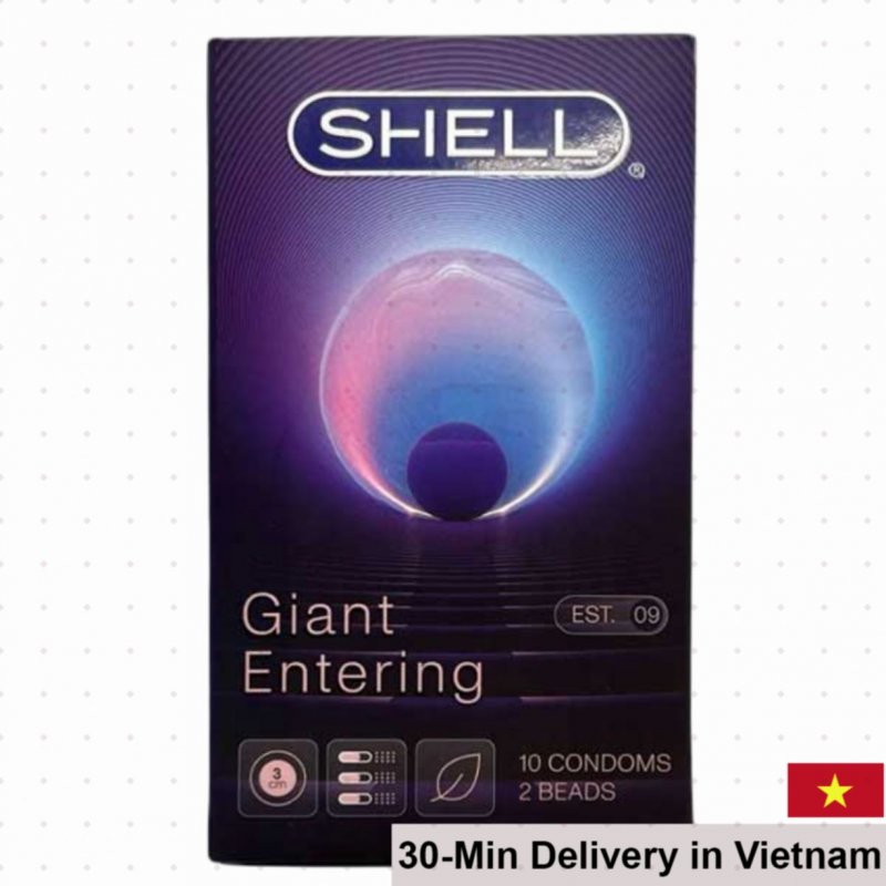Shell Giant Textured Condom + 2 Beads 3cm Enlargement Korea Brand 