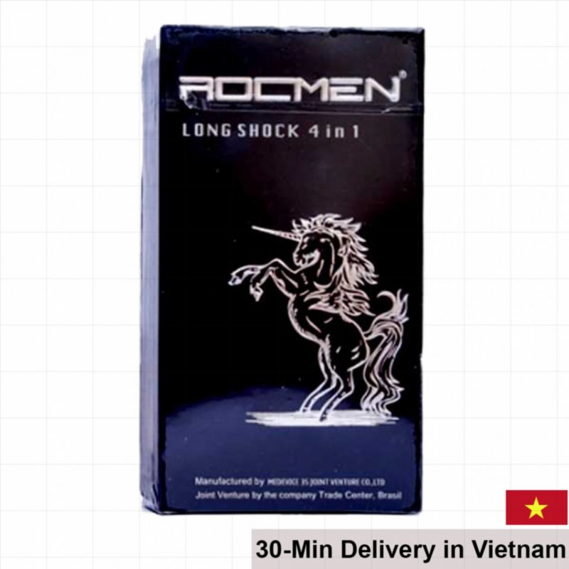 Rocmen Black Long Shock 4-in-1 Textured Condom Pack 