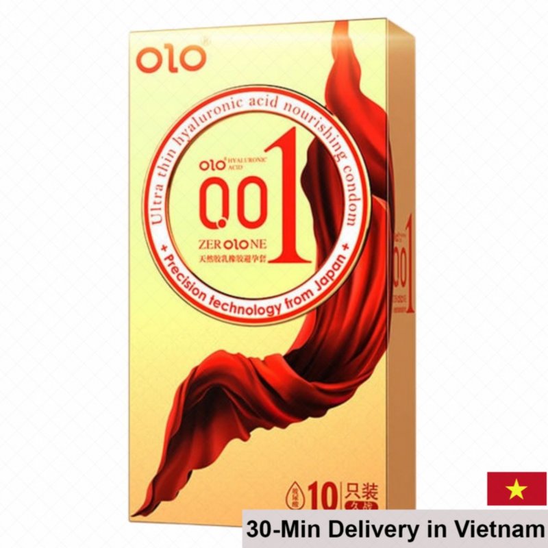 OLO Red Thin 001 Square Gold Ultra Thin Ribbed Condom 