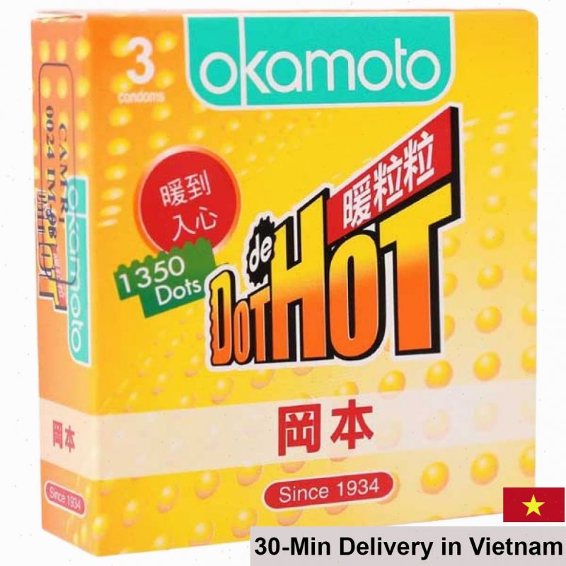 Okamoto Dot de Hot Heat Transfer Ribbed Condoms 3pcs 