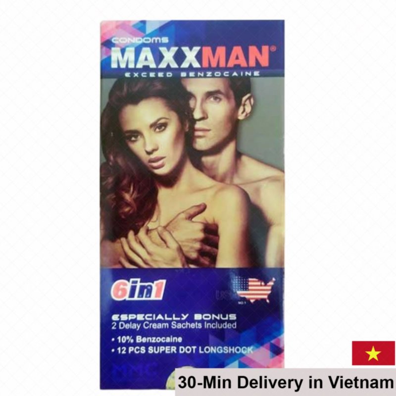 Maxman 6in1 Textured Strawberry Scented Delay Condoms 