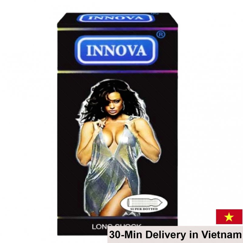 Innova Black Delay Condom Ribbed Textured 12-Pack 