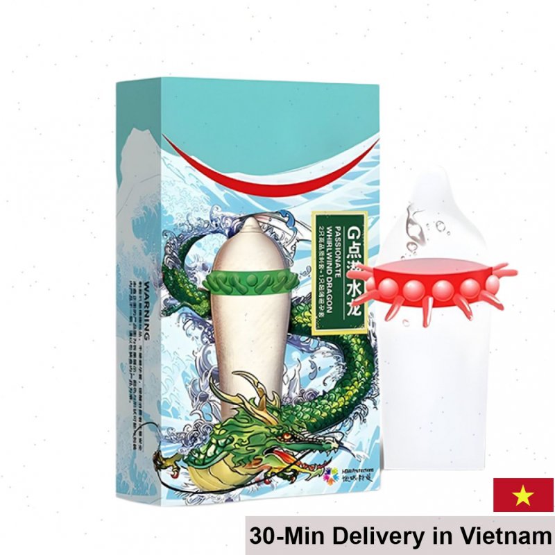 HBM Dragon Dotted Condom 2pcs Increased Female Sensation 