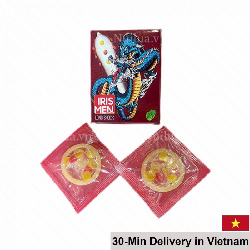 Iris Men Large Beaded Condom 2-Pack Enhanced Sensation Protection 