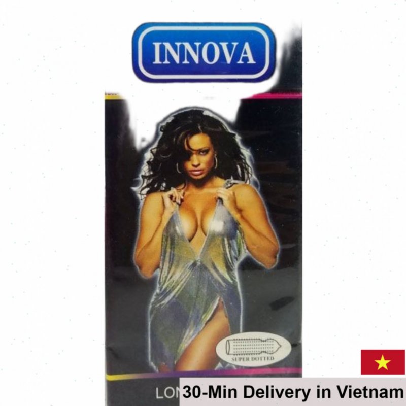 INNOVA Black Textured Condom Unique Ribbed Sensation 