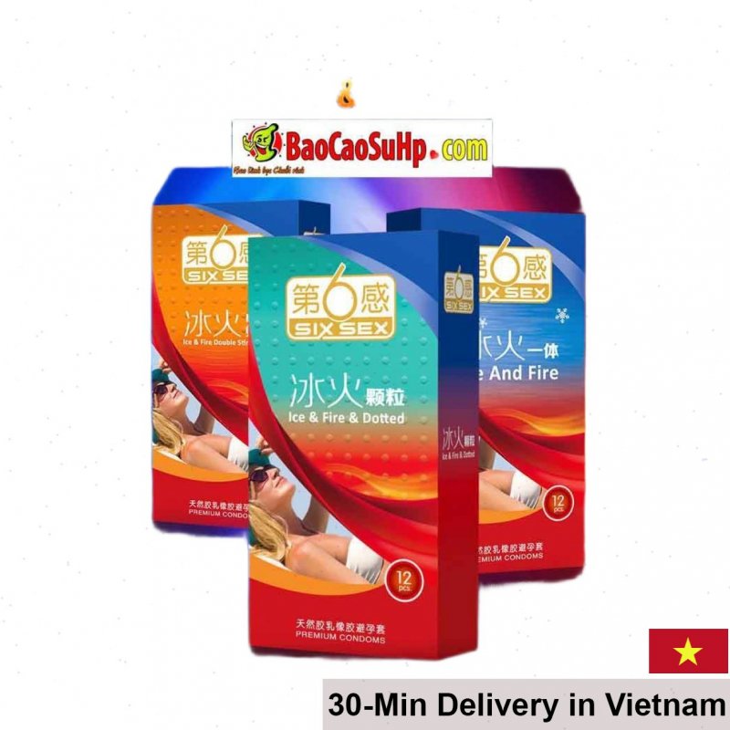 Sixsex Ice Fire Textured Condom 7 Sensations Hot Cool 