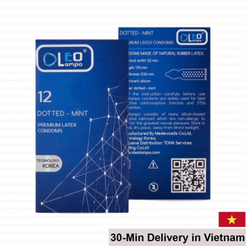 Oleo Dotted Mint Condom 12pcs Textured Cooling Pleasure 