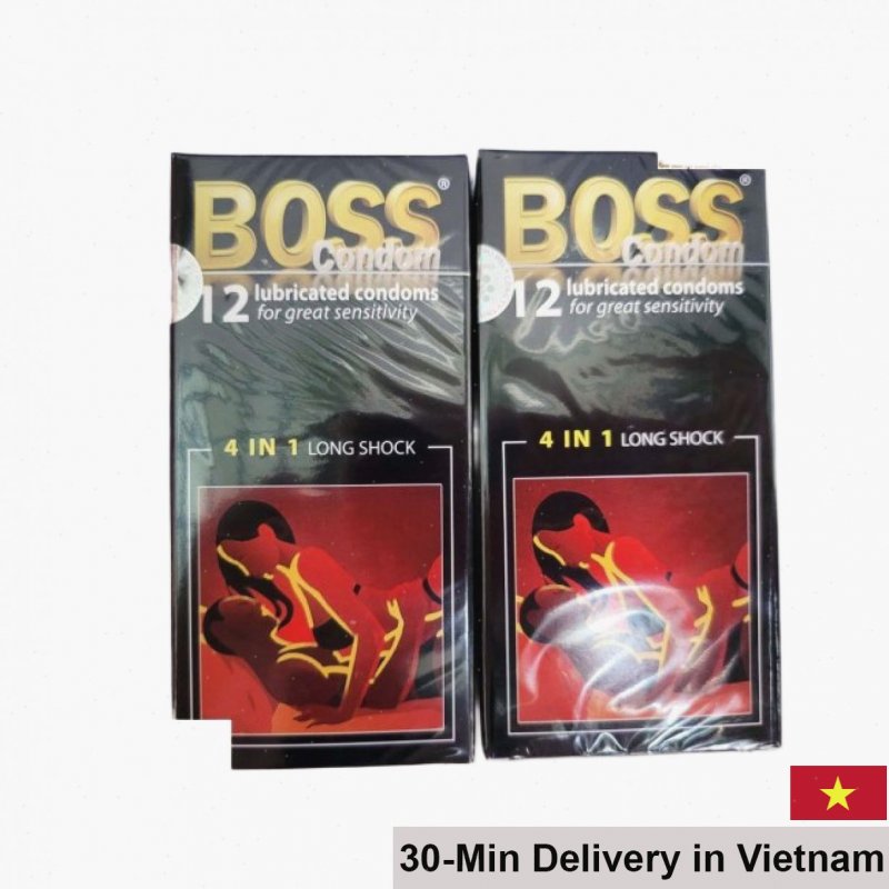 Longshock Boss 4in1 ribbed textured condom delay climax 