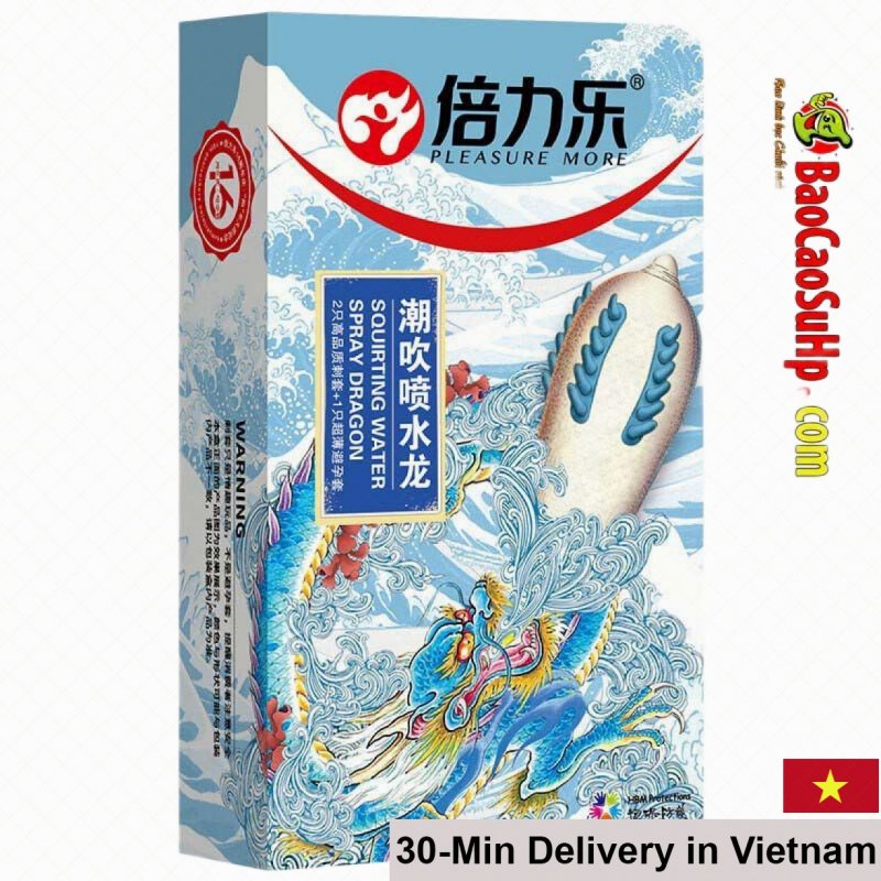 Squirting Water Spray Dragon Ribbed Condom Long Spikes Pleasure 