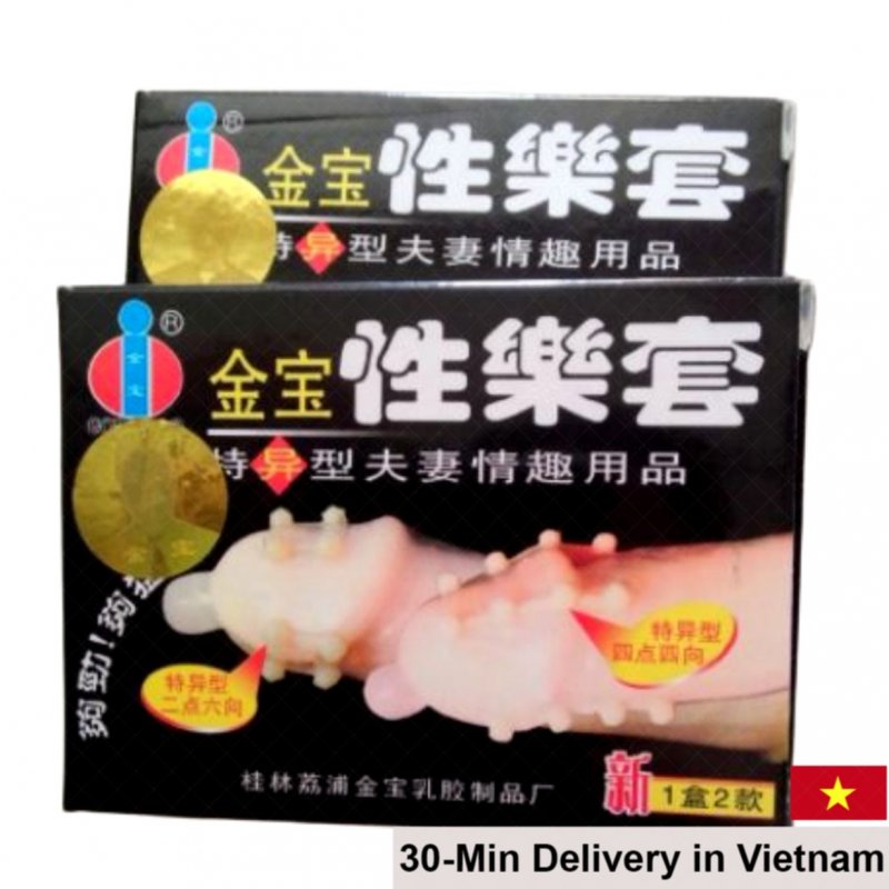 Gold Beaded Condom Stimulating Pleasure Safe Sex Protection 