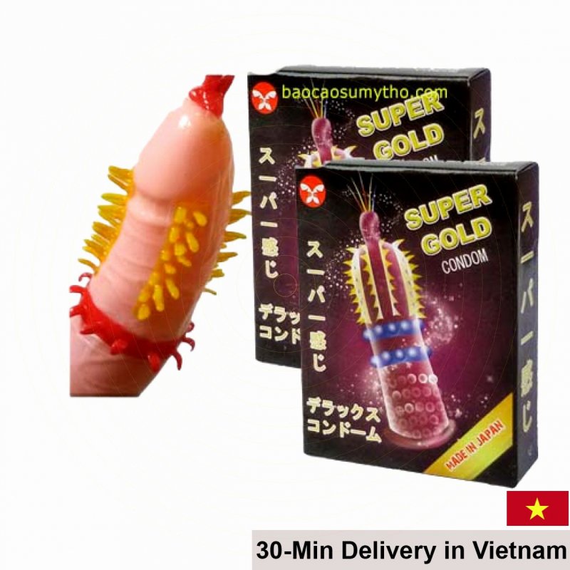 Super Gold Japanese spiked condom max pleasure G-spot stimulation 